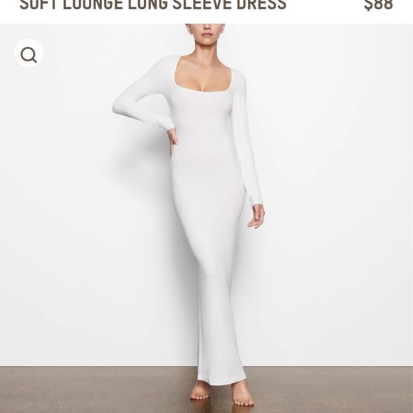 SKIMS Dresses & Skirts - SKIMS White Long Sleeve Bodycon Lounge Dress